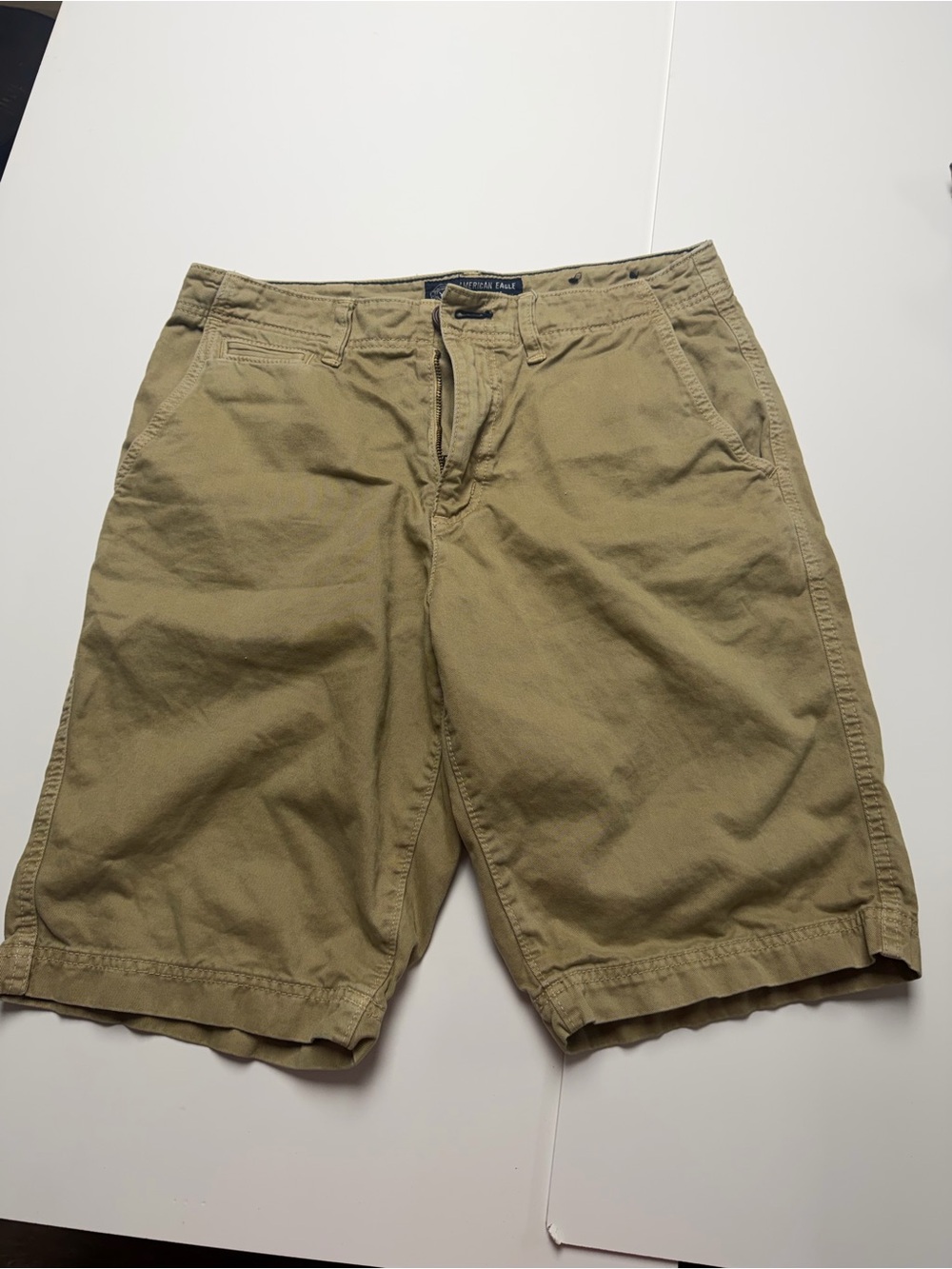 American Eagle Outfitters Men’s Olive/Tan Flat Front Shorts